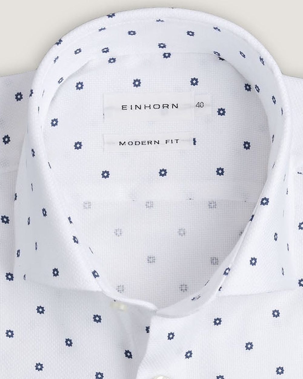 Hemd Modern Fit Mikroprint Weiss, Detail Kragen