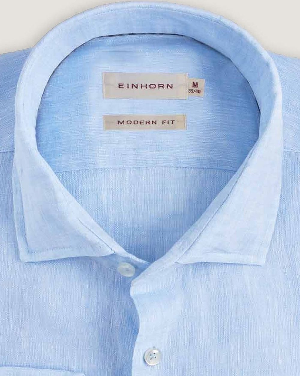Leinenhemd Modern Fit Hellblau, Detail Kragen