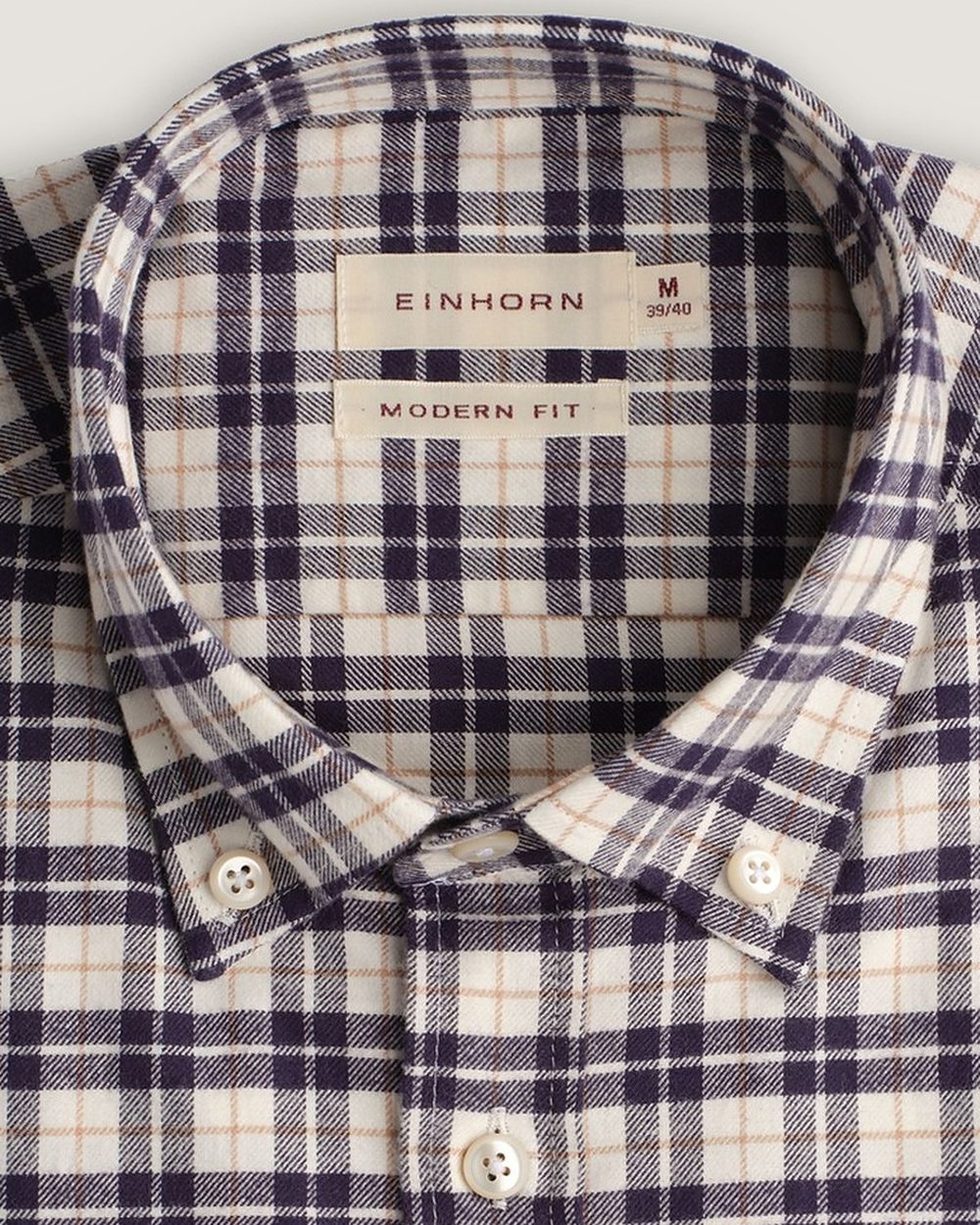 Flanellhemd Modern Fit Gittermuster, Detail Kragen