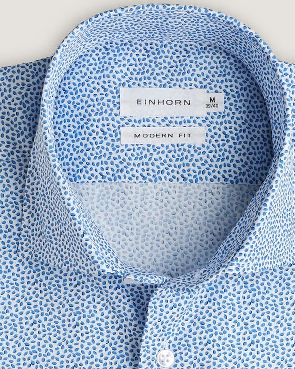 Hemd Modern Fit Gewaschen Print Blau/Weiss, Detail Kragen