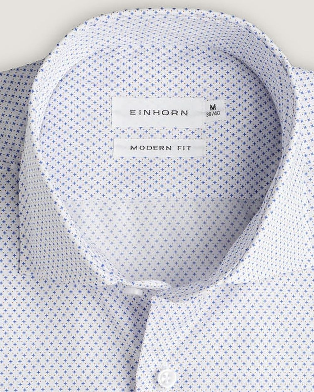 Hemd Modern Fit Gewaschen Blumenprint Braun/Blau, Detail Kragen