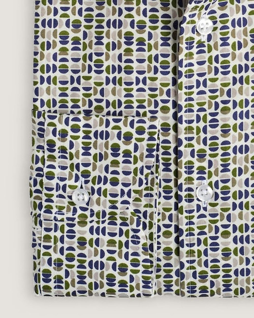 Hemd Modern Fit Gewaschen Print Navy/Grün, Detail Manschette und Stoff