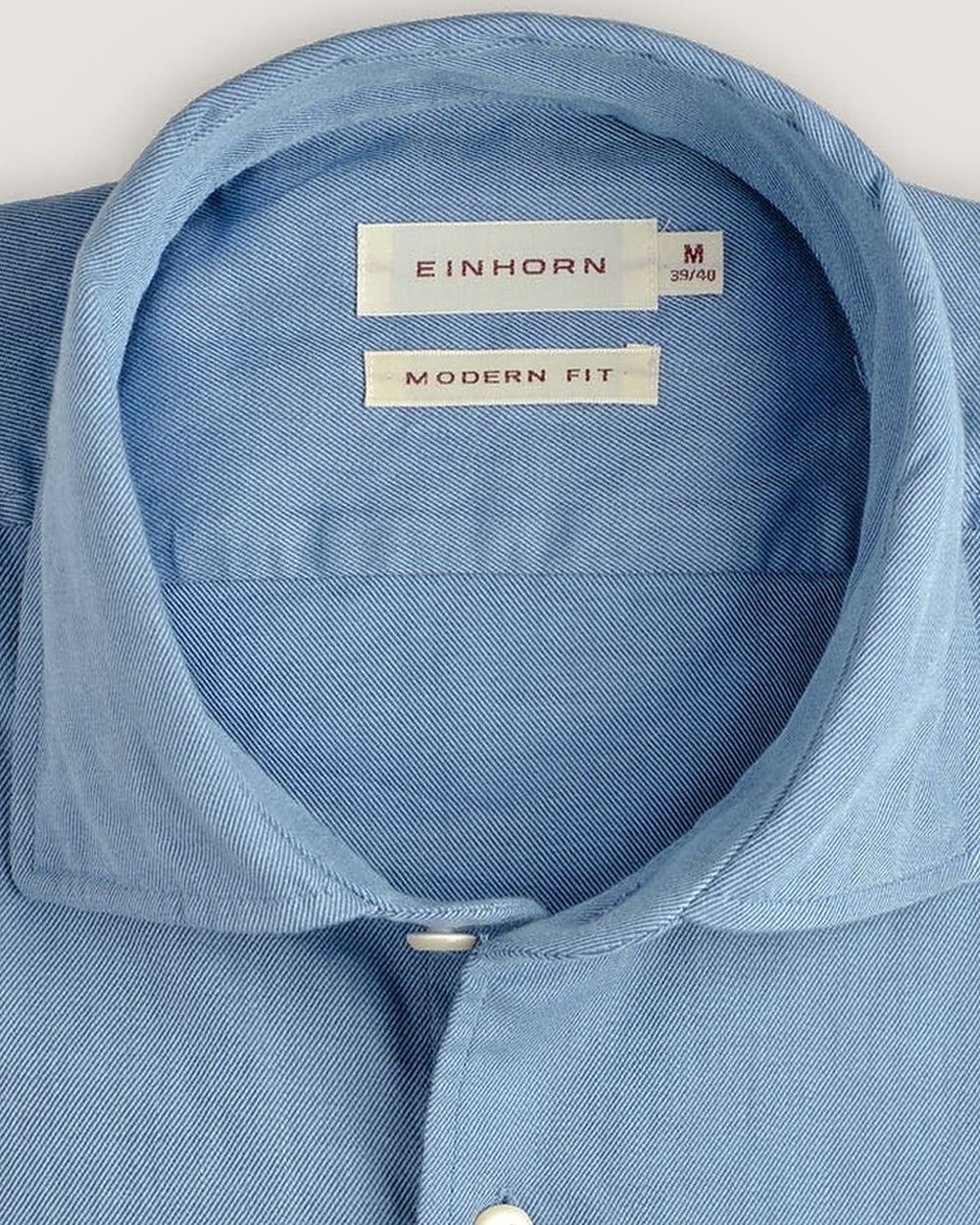 Hemd Modern Fit Gewaschen Blau, Detail Kragen