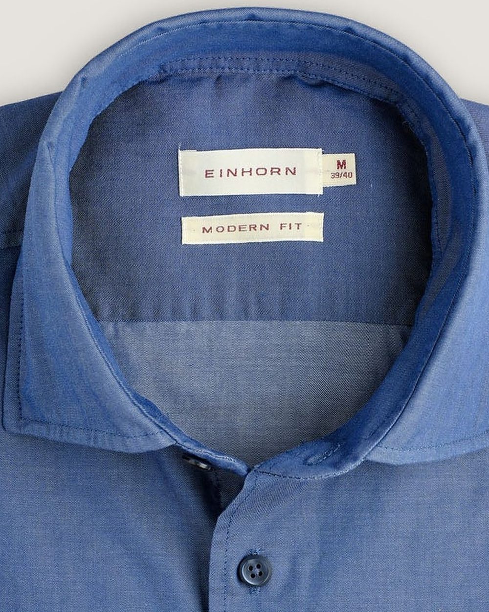 Hemd Modern Fit Twill Blau, Detail Kragen