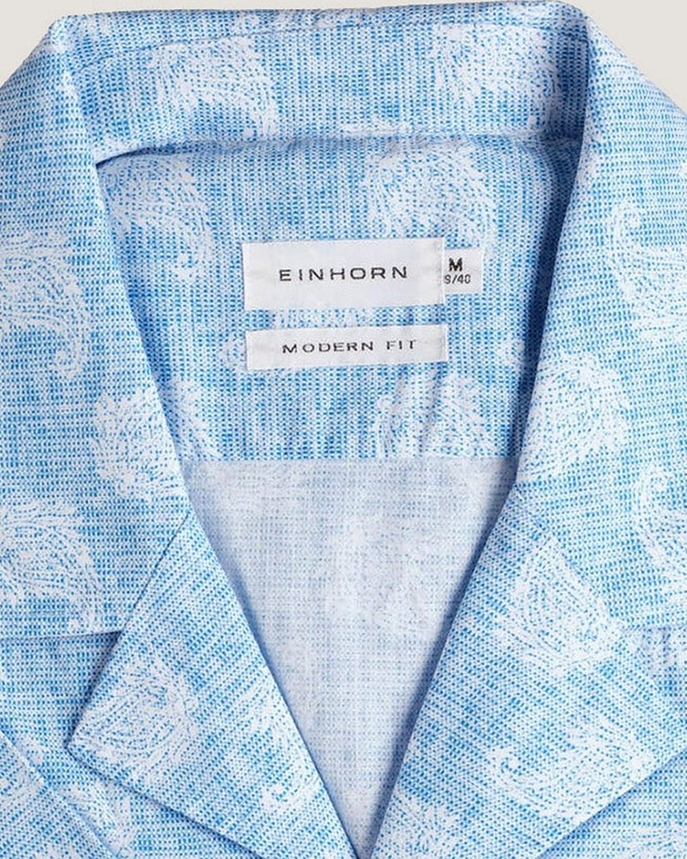 Resort-Hemd Print Blau, Detail Kragen