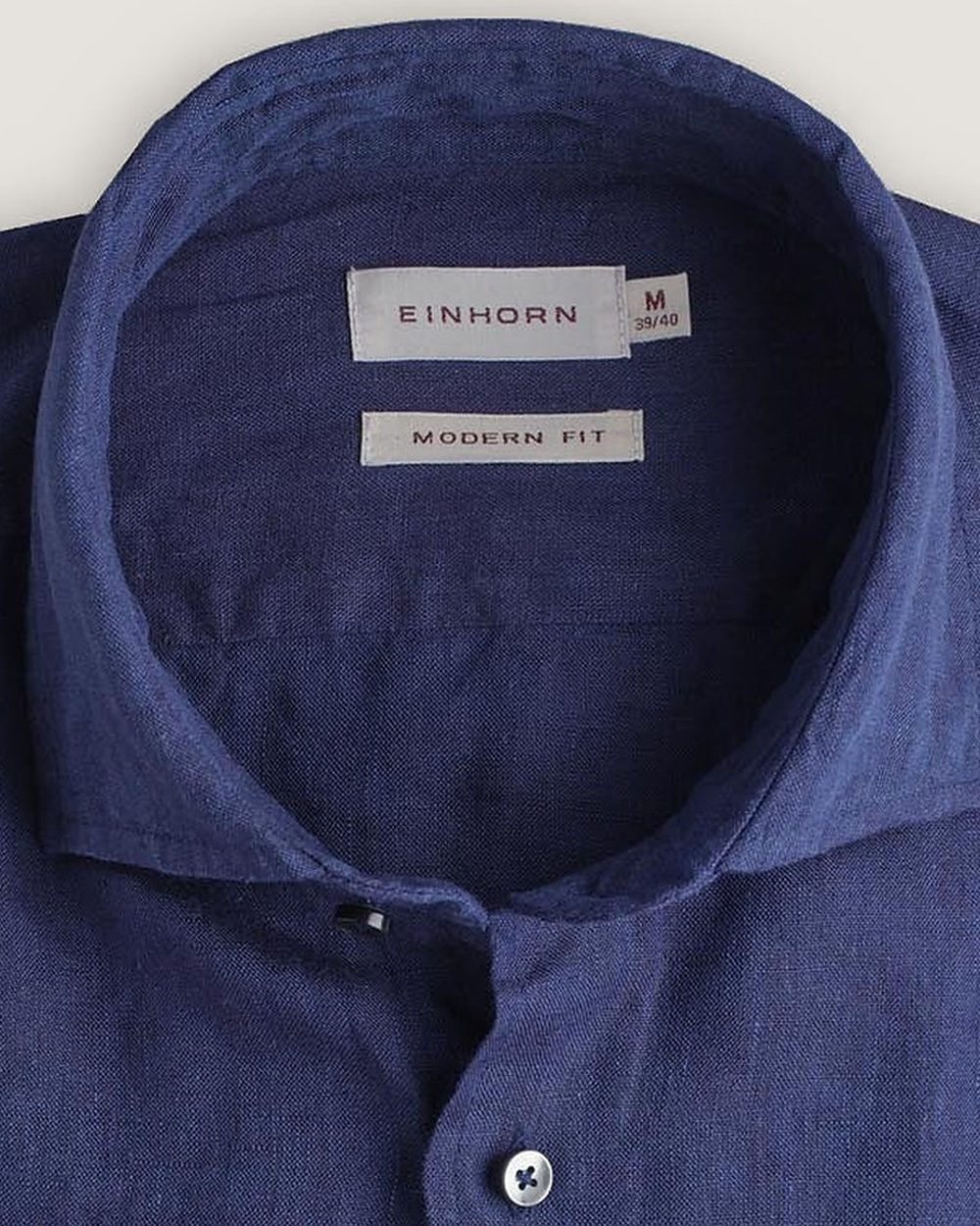 Leinenhemd Modern Fit Navy, Detail Kragen