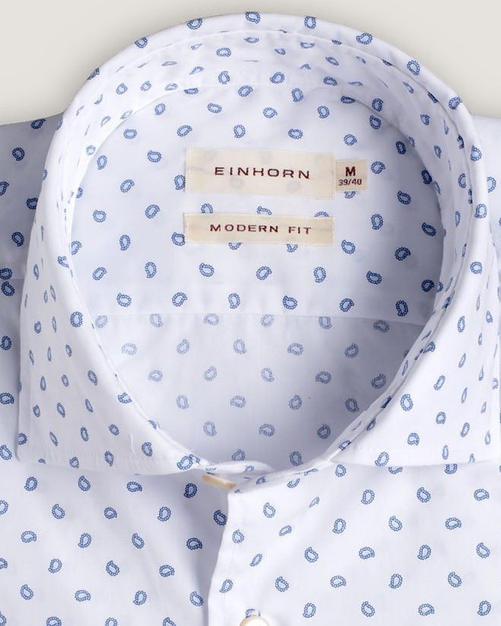 Hemd Modern Fit Paisley Blau, Detail Kragen