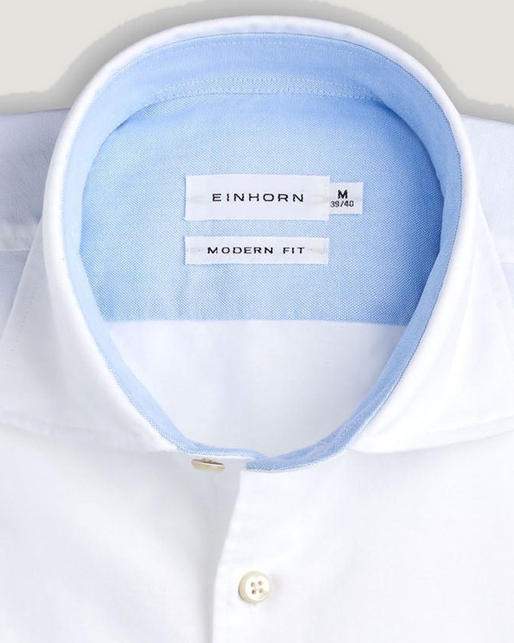 Oxfordhemd Modern Fit Weiss mit Kontrast, Detail Kragen