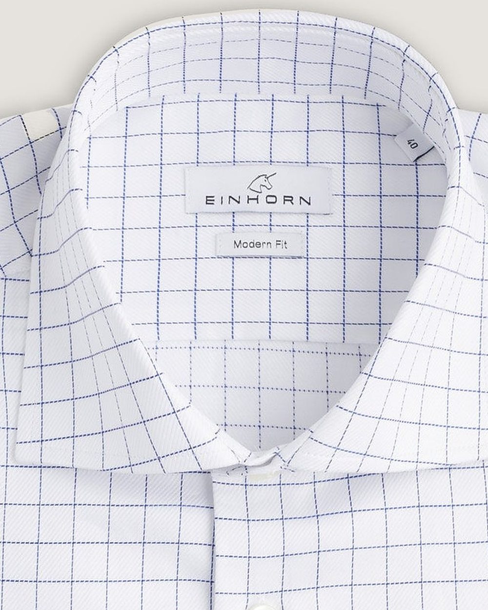 Hemd Modern Fit Twill Weiss Kariert, Detail Kragen