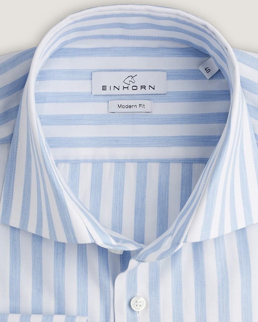 Hemd Modern Fit Easy Iron Hellblau Gestreift, Detail Kragen