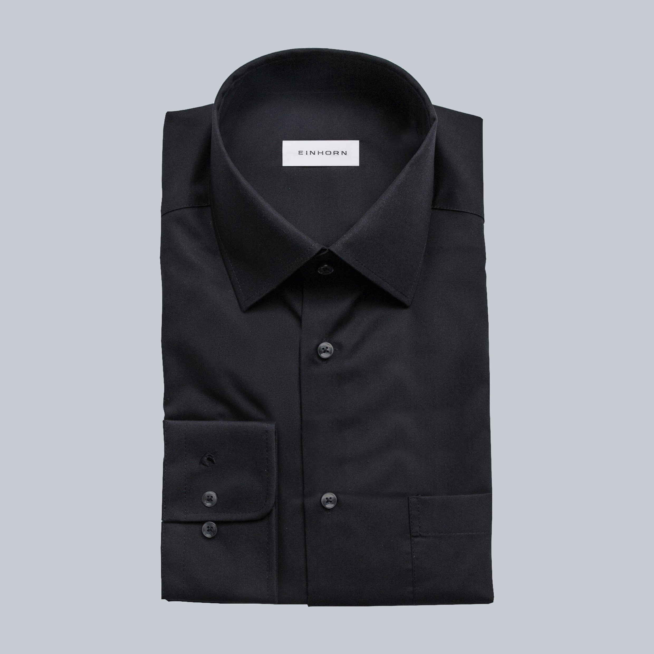 Schwarzes Herrenhemd elegant einhorn langarm 