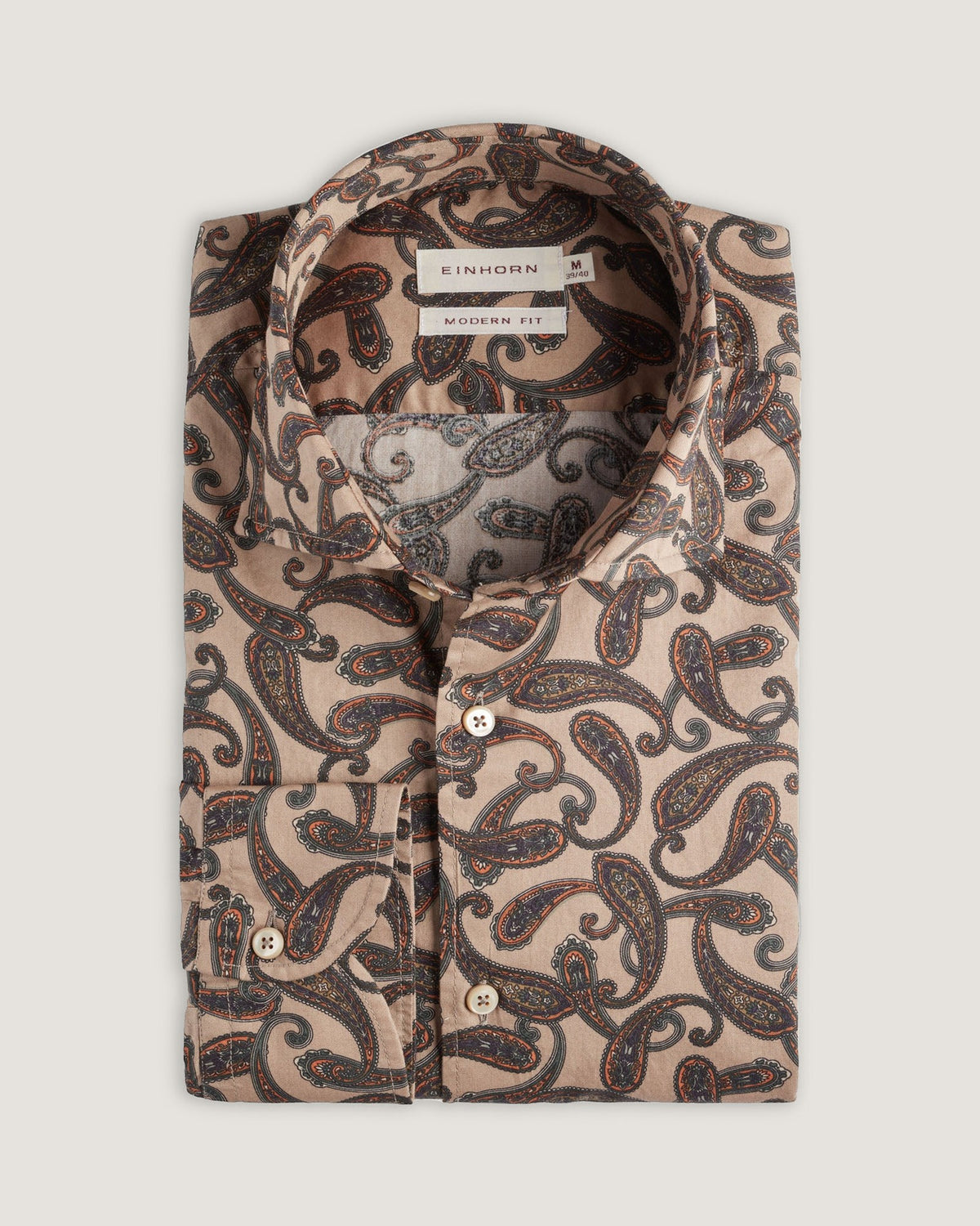 Modern Fit Hemd mit elegantem Paisley-Muster – 100 % Baumwolle, Haikragen & lange Ärmel. Stilvoll, bequem & ideal für Freizeit, City & Business-Casual.