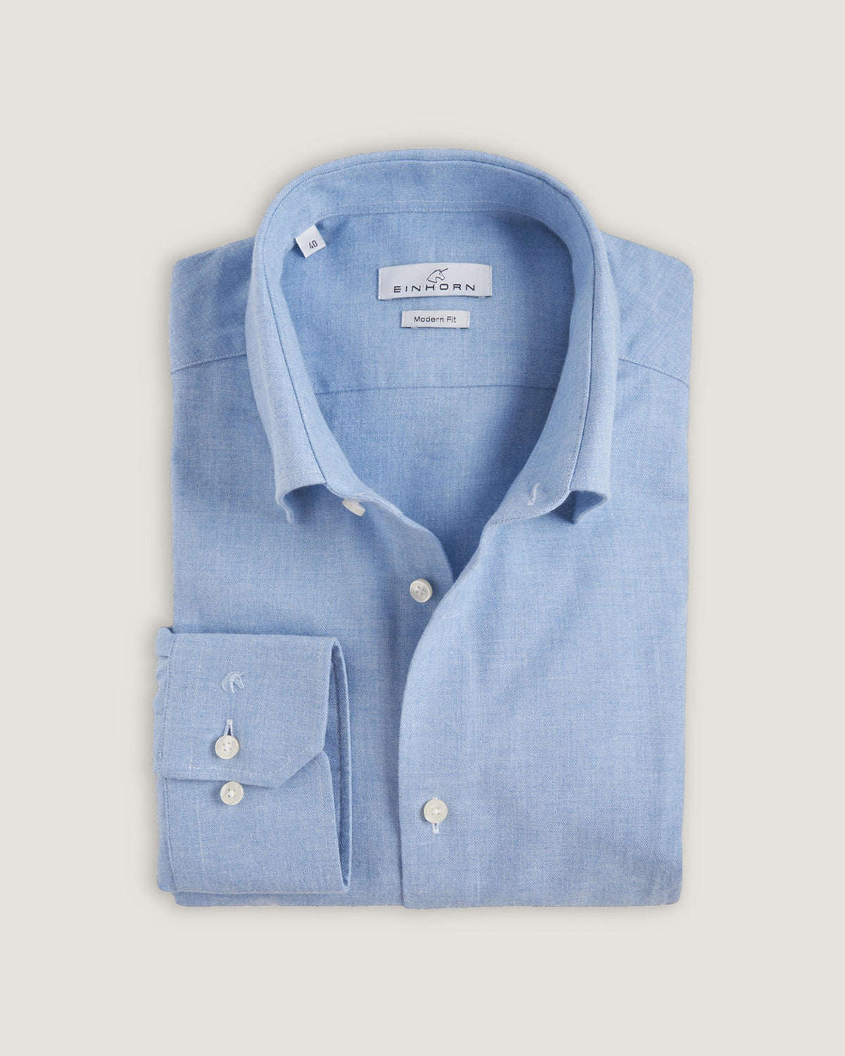 Hellblaues Einhorn Flanellhemd, 1/1 Arm, 100% Baumwolle, modern fit, Kentkragen